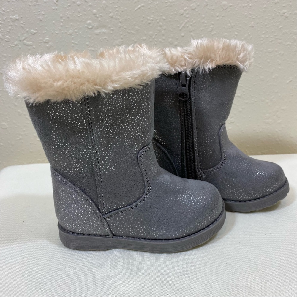 Cat and Jack girls Boots size 9 gray glittery boots faux suede, NWOT Wi… - Picture 3 of 6